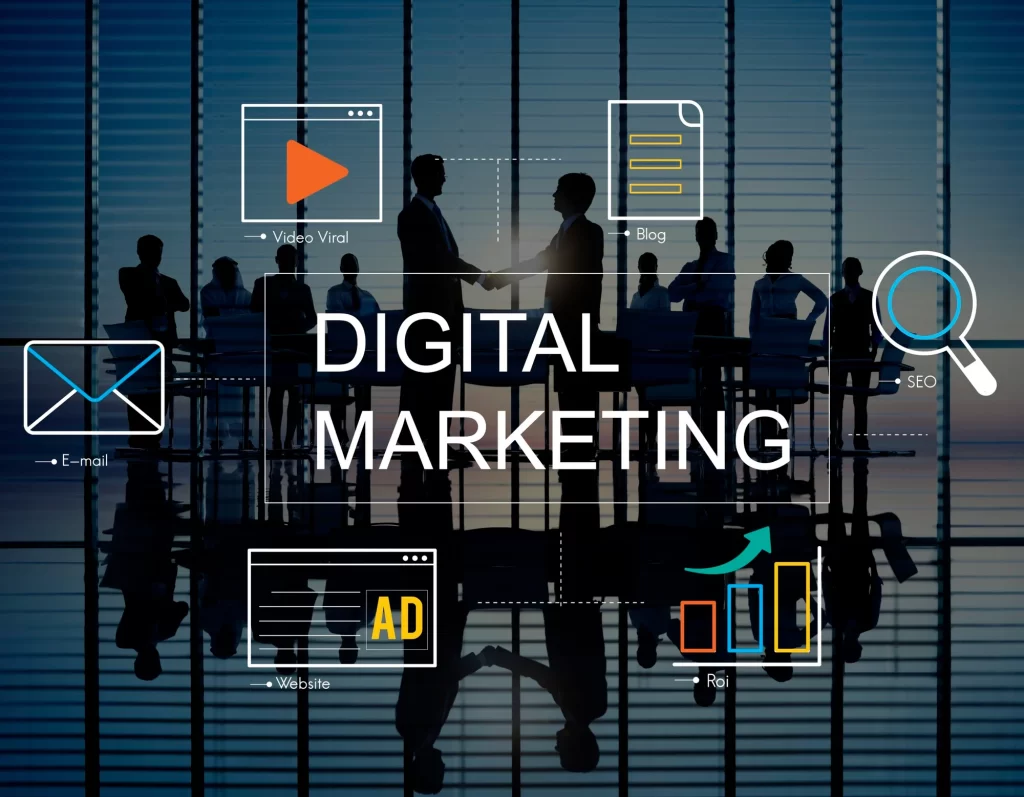 What Is Digital Marketing? An Epic Guide for Beginners 1 digital marketing with icons business people